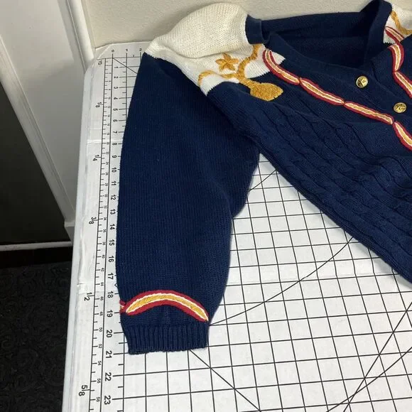 Limited Editions Vintage Nautical Embroidered Button Cardigan Sweater 80s 90s L - Picture 10 of 10